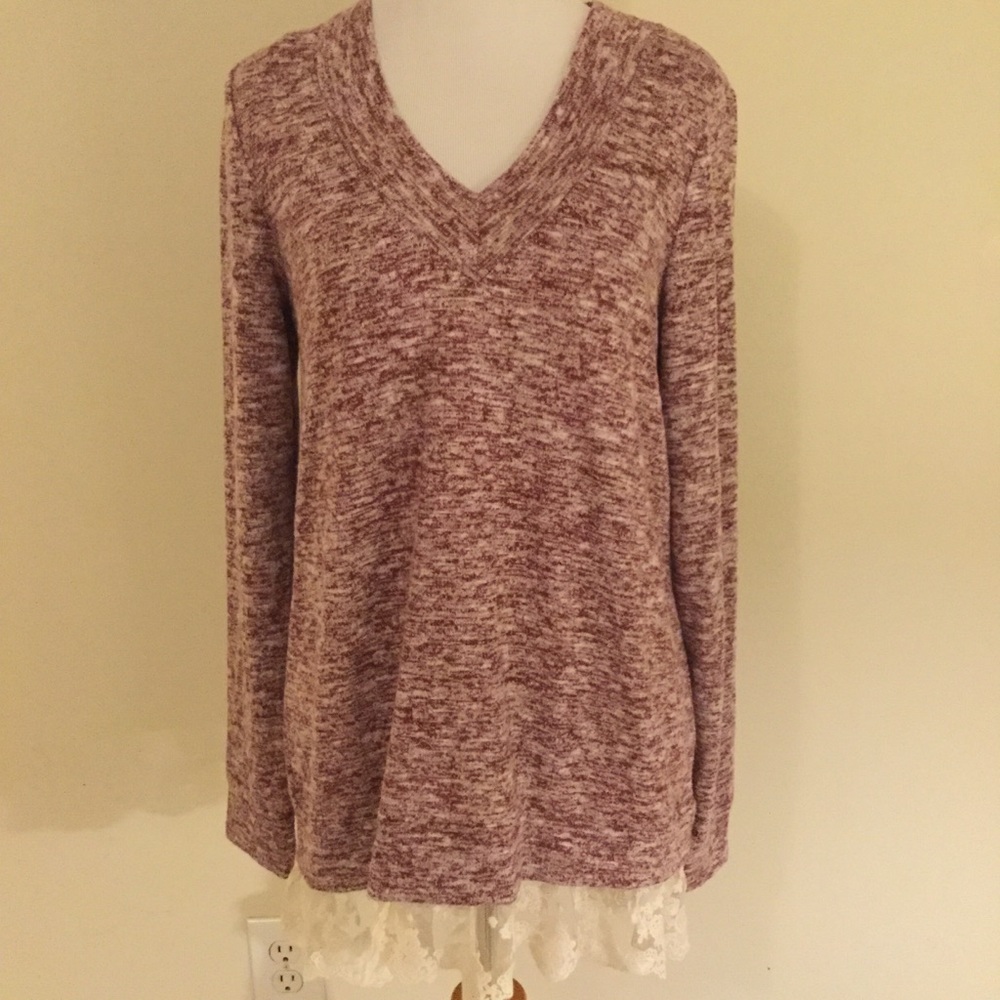 Miss Chievous lace trimmed long sleeve shirt med